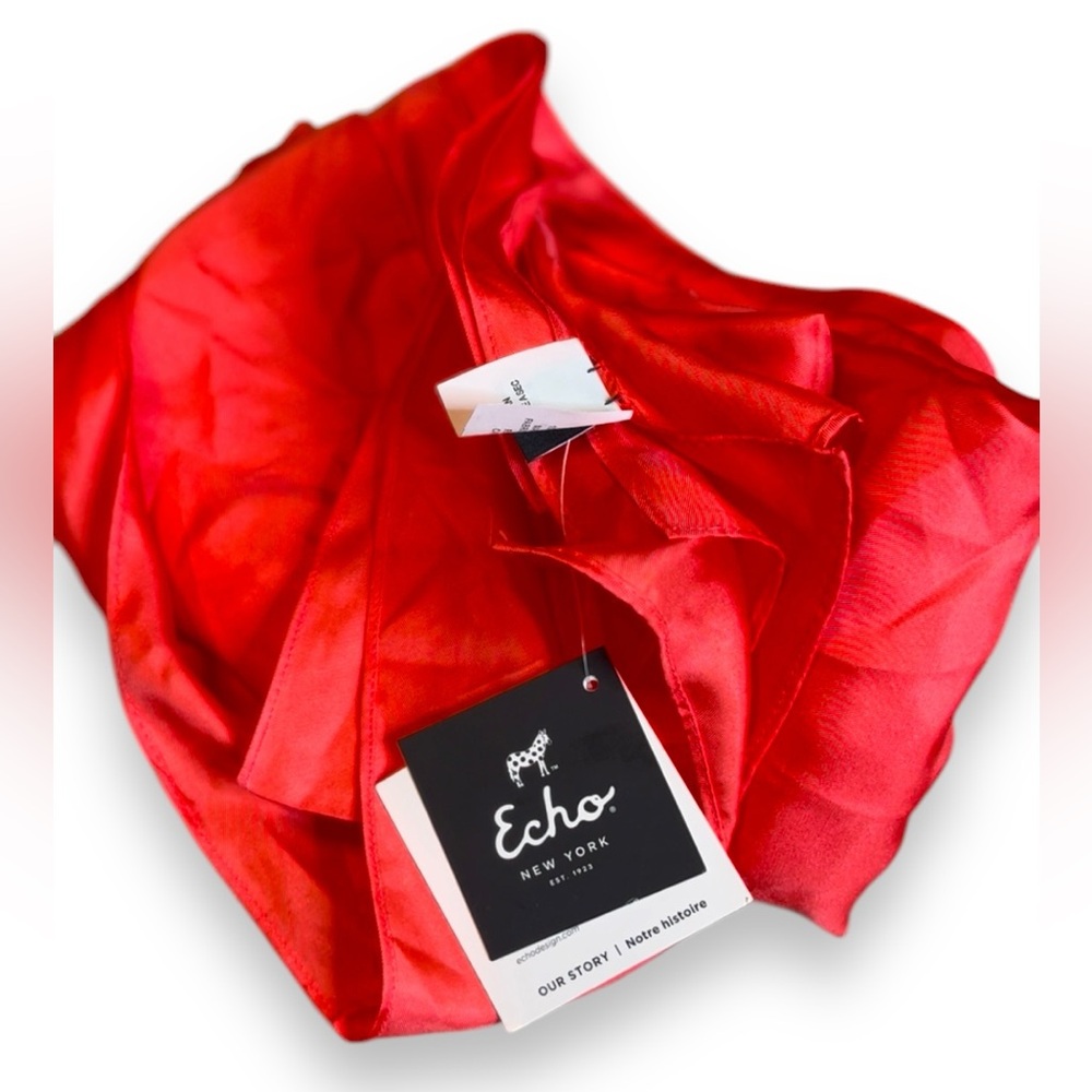 Echo Oversized Silk Scarf Coral 9x69 - Picture 10 of 11